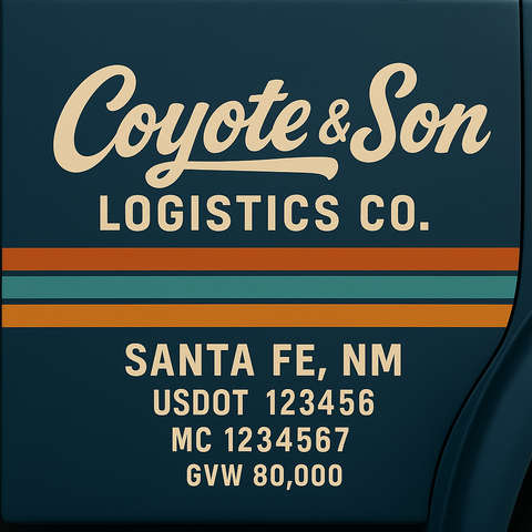 Custom Truck Door USDOT Lettering Decal Sticker Signs With DOT, MC, GVW, KYU, CA Lettering (Set of 2)