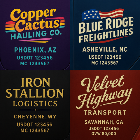 Custom Truck Door USDOT Lettering Decal Sticker Signs With DOT, MC, GVW, KYU, CA Lettering (Set of 2)