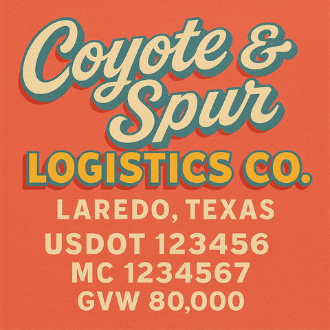 Custom Truck Door USDOT Lettering Decal Sticker Signs With DOT, MC, GVW, KYU, CA Lettering (Set of 2)