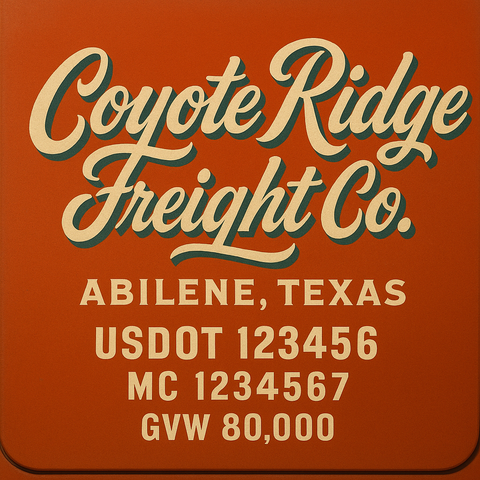 Custom Truck Door USDOT Lettering Decal Sticker Signs With DOT, MC, GVW, KYU, CA Lettering (Set of 2)
