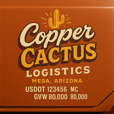 Custom Truck Door USDOT Lettering Decal Sticker Signs With DOT, MC, GVW, KYU, CA Lettering (Set of 2)