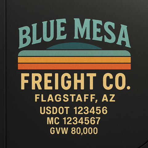 Custom Truck Door USDOT Lettering Decal Sticker Signs With DOT, MC, GVW, KYU, CA Lettering (Set of 2)