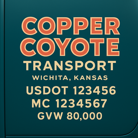 Custom Truck Door USDOT Lettering Decal Sticker Signs With DOT, MC, GVW, KYU, CA Lettering (Set of 2)