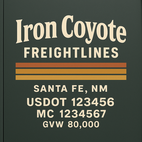 Custom Truck Door USDOT Lettering Decal Sticker Signs With DOT, MC, GVW, KYU, CA Lettering (Set of 2)
