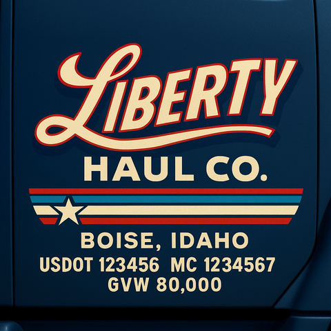 Custom Truck Door USDOT Lettering Decal Sticker Signs With DOT, MC, GVW, KYU, CA Lettering (Set of 2)
