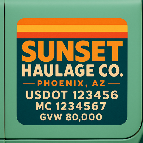 Custom Truck Door USDOT Lettering Decal Sticker Signs With DOT, MC, GVW, KYU, CA Lettering (Set of 2)