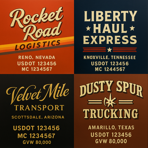 Custom Truck Door USDOT Lettering Decal Sticker Signs With DOT, MC, GVW, KYU, CA Lettering (Set of 2)