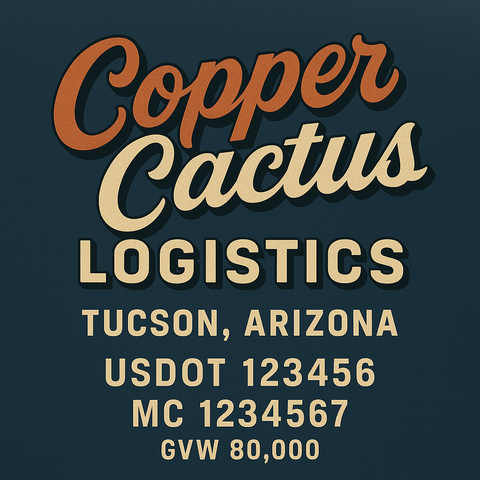 Custom Truck Door USDOT Lettering Decal Sticker Signs With DOT, MC, GVW, KYU, CA Lettering (Set of 2)