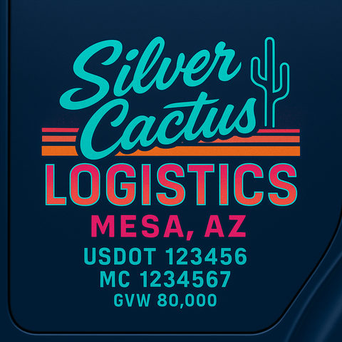 Custom Truck Door USDOT Lettering Decal Sticker Signs With DOT, MC, GVW, KYU, CA Lettering (Set of 2)