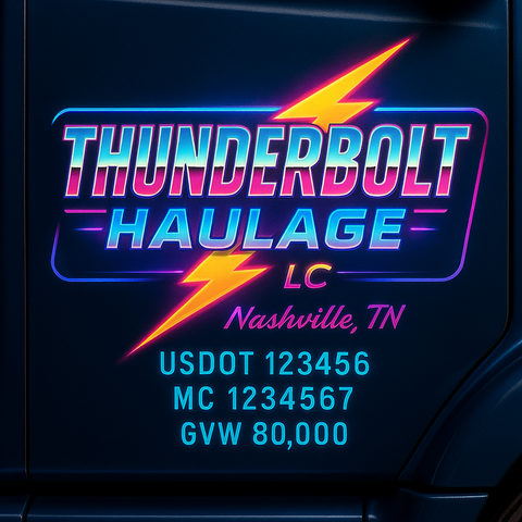 Custom Truck Door USDOT Lettering Decal Sticker Signs With DOT, MC, GVW, KYU, CA Lettering (Set of 2)