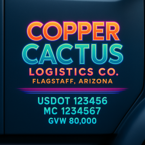 Custom Truck Door USDOT Lettering Decal Sticker Signs With DOT, MC, GVW, KYU, CA Lettering (Set of 2)