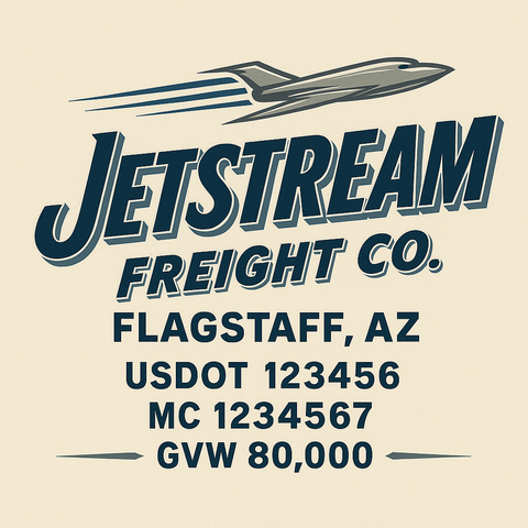 Custom Truck Door USDOT Lettering Decal Sticker Signs With DOT, MC, GVW, KYU, CA Lettering (Set of 2)