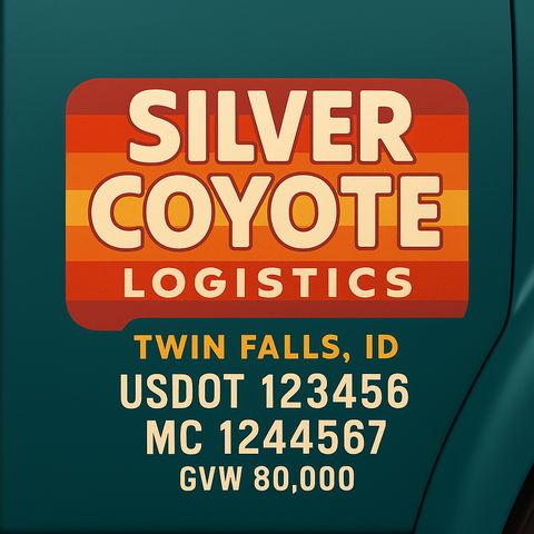 Custom Truck Door USDOT Lettering Decal Sticker Signs With DOT, MC, GVW, KYU, CA Lettering (Set of 2)