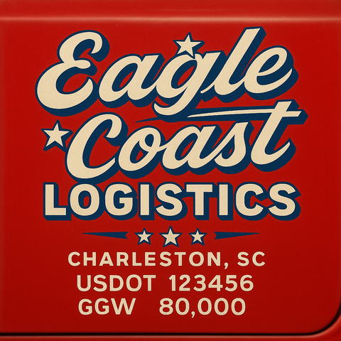 Custom Truck Door USDOT Lettering Decal Sticker Signs With DOT, MC, GVW, KYU, CA Lettering (Set of 2)