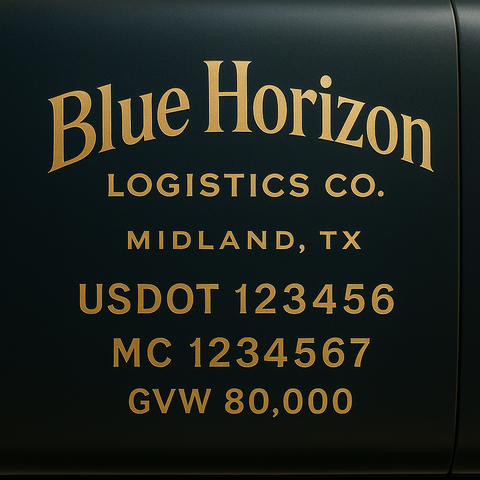 Custom Truck Door USDOT Lettering Decal Sticker Signs With DOT, MC, GVW, KYU, CA Lettering (Set of 2)