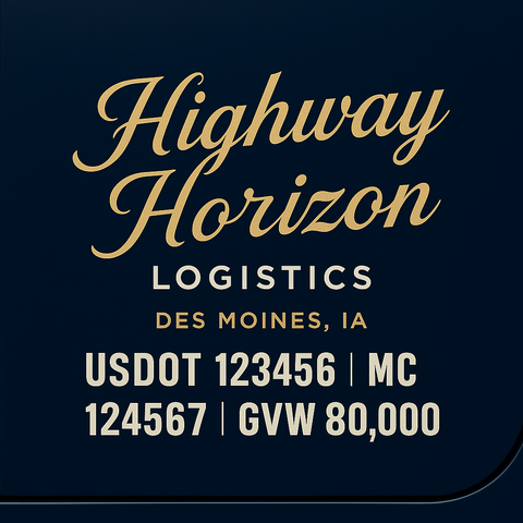 Custom Truck Door USDOT Lettering Decal Sticker Signs With DOT, MC, GVW, KYU, CA Lettering (Set of 2)