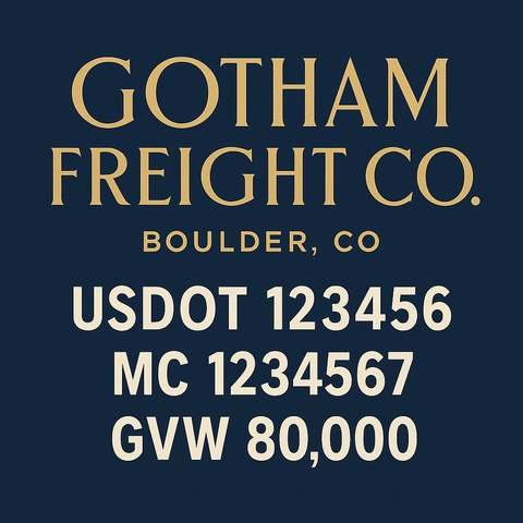 Custom Truck Door USDOT Lettering Decal Sticker Signs With DOT, MC, GVW, KYU, CA Lettering (Set of 2)