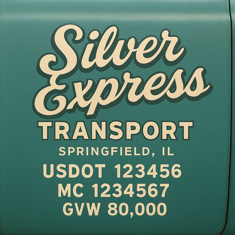 Custom Truck Door USDOT Lettering Decal Sticker Signs With DOT, MC, GVW, KYU, CA Lettering (Set of 2)