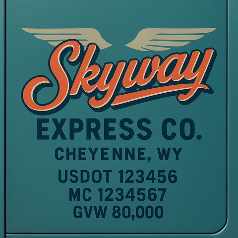 Custom Truck Door USDOT Lettering Decal Sticker Signs With DOT, MC, GVW, KYU, CA Lettering (Set of 2)
