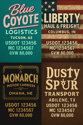 Custom Truck Door USDOT Lettering Decal Sticker Signs With DOT, MC, GVW, KYU, CA Lettering (Set of 2)