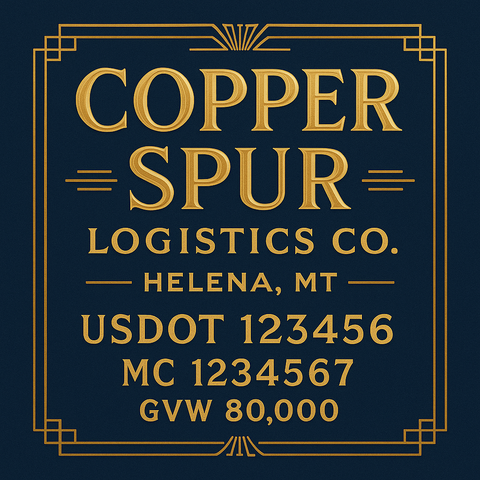 Custom Truck Door USDOT Lettering Decal Sticker Signs With DOT, MC, GVW, KYU, CA Lettering (Set of 2)