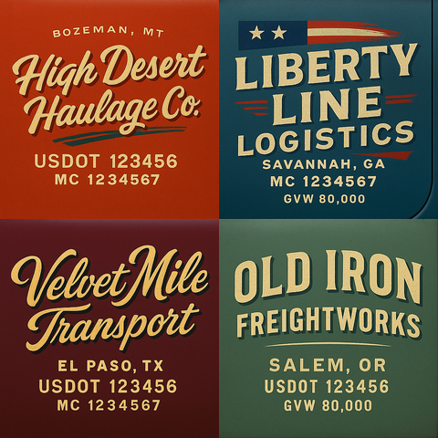 Custom Truck Door USDOT Lettering Decal Sticker Signs With DOT, MC, GVW, KYU, CA Lettering (Set of 2)