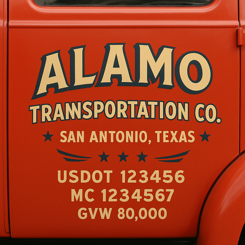Custom Truck Door USDOT Lettering Decal Sticker Signs With DOT, MC, GVW, KYU, CA Lettering (Set of 2)