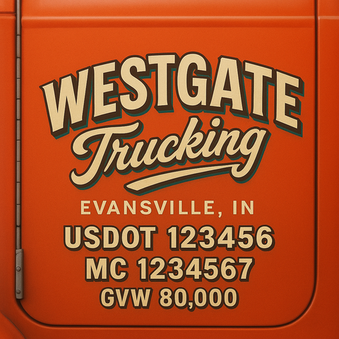 Custom Truck Door USDOT Lettering Decal Sticker Signs With DOT, MC, GVW, KYU, CA Lettering (Set of 2)
