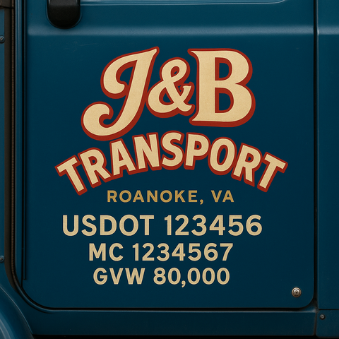 Custom Truck Door USDOT Lettering Decal Sticker Signs With DOT, MC, GVW, KYU, CA Lettering (Set of 2)