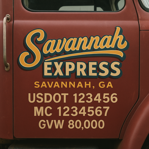 Custom Truck Door USDOT Lettering Decal Sticker Signs With DOT, MC, GVW, KYU, CA Lettering (Set of 2)