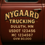 Custom Truck Door USDOT Lettering Decal Sticker Signs With DOT, MC, GVW, KYU, CA Lettering (Set of 2)