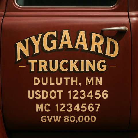 Custom Truck Door USDOT Lettering Decal Sticker Signs With DOT, MC, GVW, KYU, CA Lettering (Set of 2)