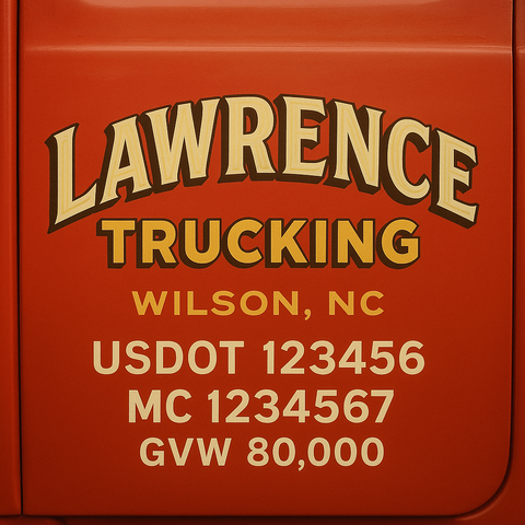 Custom Truck Door USDOT Lettering Decal Sticker Signs With DOT, MC, GVW, KYU, CA Lettering (Set of 2)