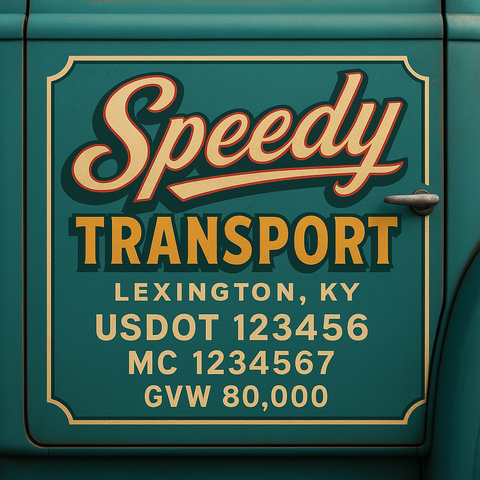 Custom Truck Door USDOT Lettering Decal Sticker Signs With DOT, MC, GVW, KYU, CA Lettering (Set of 2)