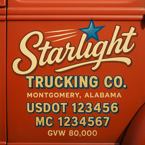 Custom Truck Door USDOT Lettering Decal Sticker Signs With DOT, MC, GVW, KYU, CA Lettering (Set of 2)