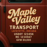 Custom Truck Door USDOT Lettering Decal Sticker Signs With DOT, MC, GVW, KYU, CA Lettering (Set of 2)