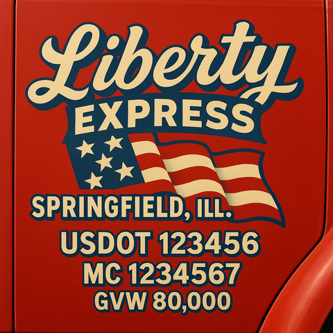 Custom Truck Door USDOT Lettering Decal Sticker Signs With DOT, MC, GVW, KYU, CA Lettering (Set of 2)
