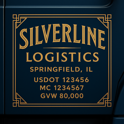 Custom Truck Door USDOT Lettering Decal Sticker Signs With DOT, MC, GVW, KYU, CA Lettering (Set of 2)