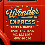 Custom Truck Door USDOT Lettering Decal Sticker Signs With DOT, MC, GVW, KYU, CA Lettering (Set of 2)