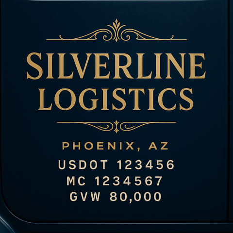 Custom Truck Door USDOT Lettering Decal Sticker Signs With DOT, MC, GVW, KYU, CA Lettering (Set of 2)