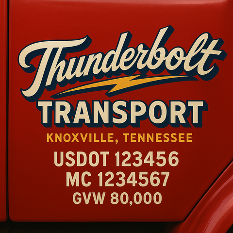 Custom Truck Door USDOT Lettering Decal Sticker Signs With DOT, MC, GVW, KYU, CA Lettering (Set of 2)