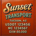Custom Truck Door USDOT Lettering Decal Sticker Signs With DOT, MC, GVW, KYU, CA Lettering (Set of 2)