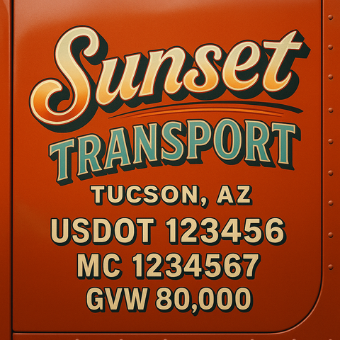 Custom Truck Door USDOT Lettering Decal Sticker Signs With DOT, MC, GVW, KYU, CA Lettering (Set of 2)