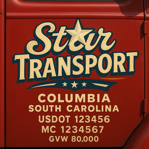 Custom Truck Door USDOT Lettering Decal Sticker Signs With DOT, MC, GVW, KYU, CA Lettering (Set of 2)