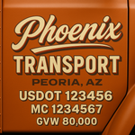 Custom Truck Door USDOT Lettering Decal Sticker Signs With DOT, MC, GVW, KYU, CA Lettering (Set of 2)