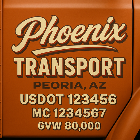 Custom Truck Door USDOT Lettering Decal Sticker Signs With DOT, MC, GVW, KYU, CA Lettering (Set of 2)