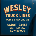 Custom Truck Door USDOT Lettering Decal Sticker Signs With DOT, MC, GVW, KYU, CA Lettering (Set of 2)