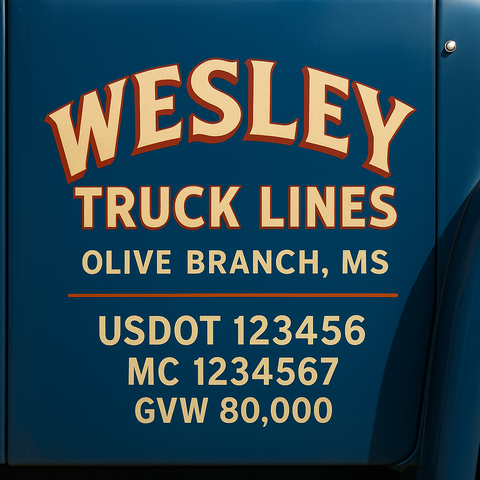 Custom Truck Door USDOT Lettering Decal Sticker Signs With DOT, MC, GVW, KYU, CA Lettering (Set of 2)
