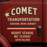 Custom Truck Door USDOT Lettering Decal Sticker Signs With DOT, MC, GVW, KYU, CA Lettering (Set of 2)