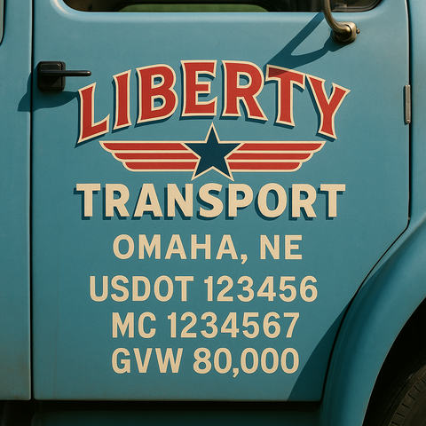 Custom Truck Door USDOT Lettering Decal Sticker Signs With DOT, MC, GVW, KYU, CA Lettering (Set of 2)